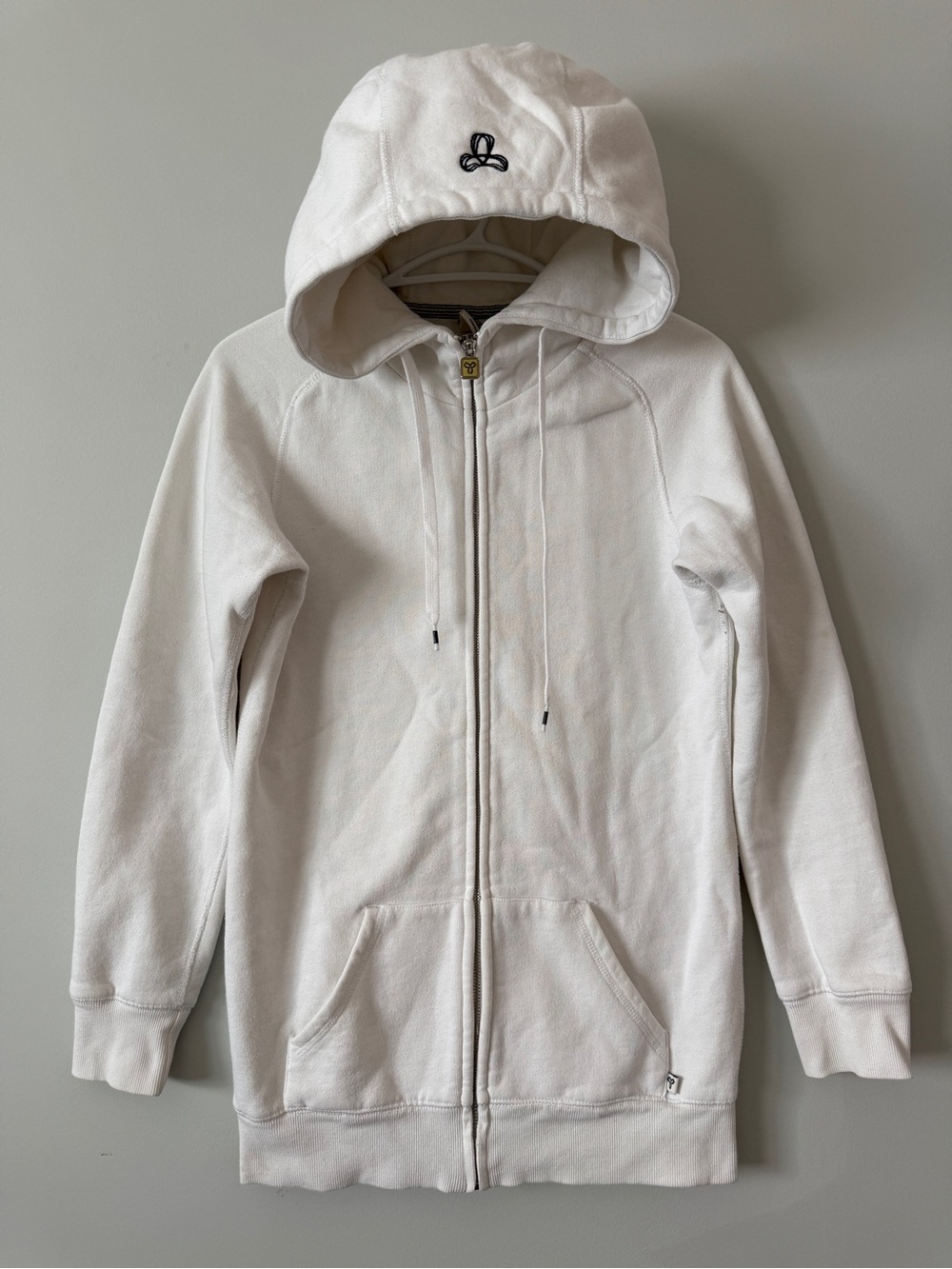 TNA Aritzia White Zip Hoodie XS Cotton Fleece